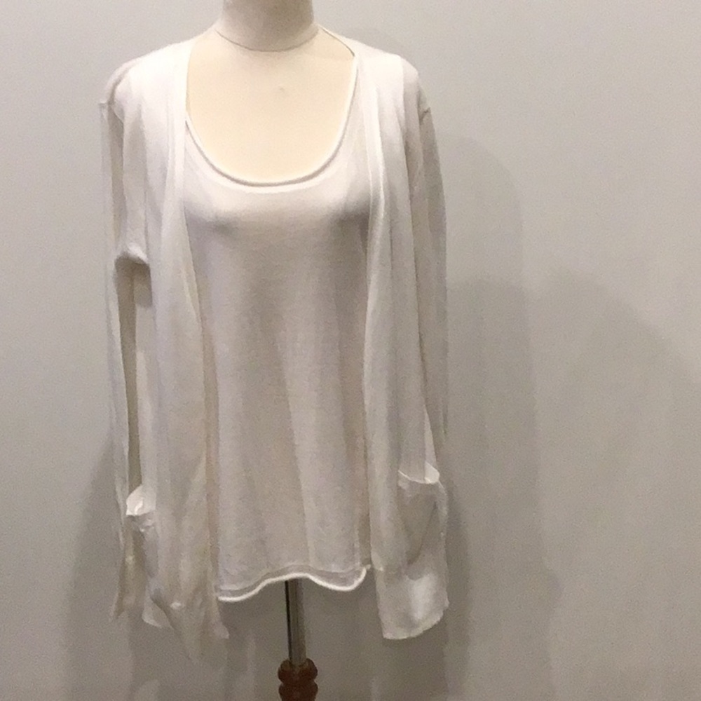 Pure DKNY cardigan & cami set, white, size M - Picture 3 of 12